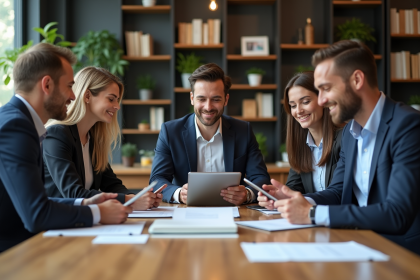 Groupe de comptables professionnels en réunion au bureau