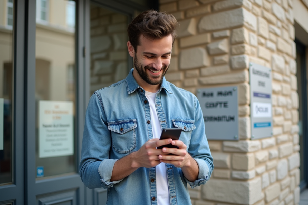 Jeune homme consulte l application Mon Compte Formation