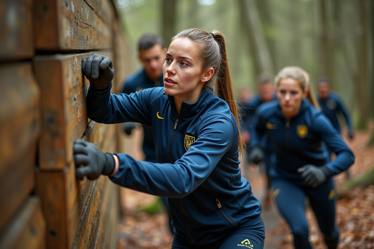 Recrues en test d obstacle dans la forêt SaintCyr